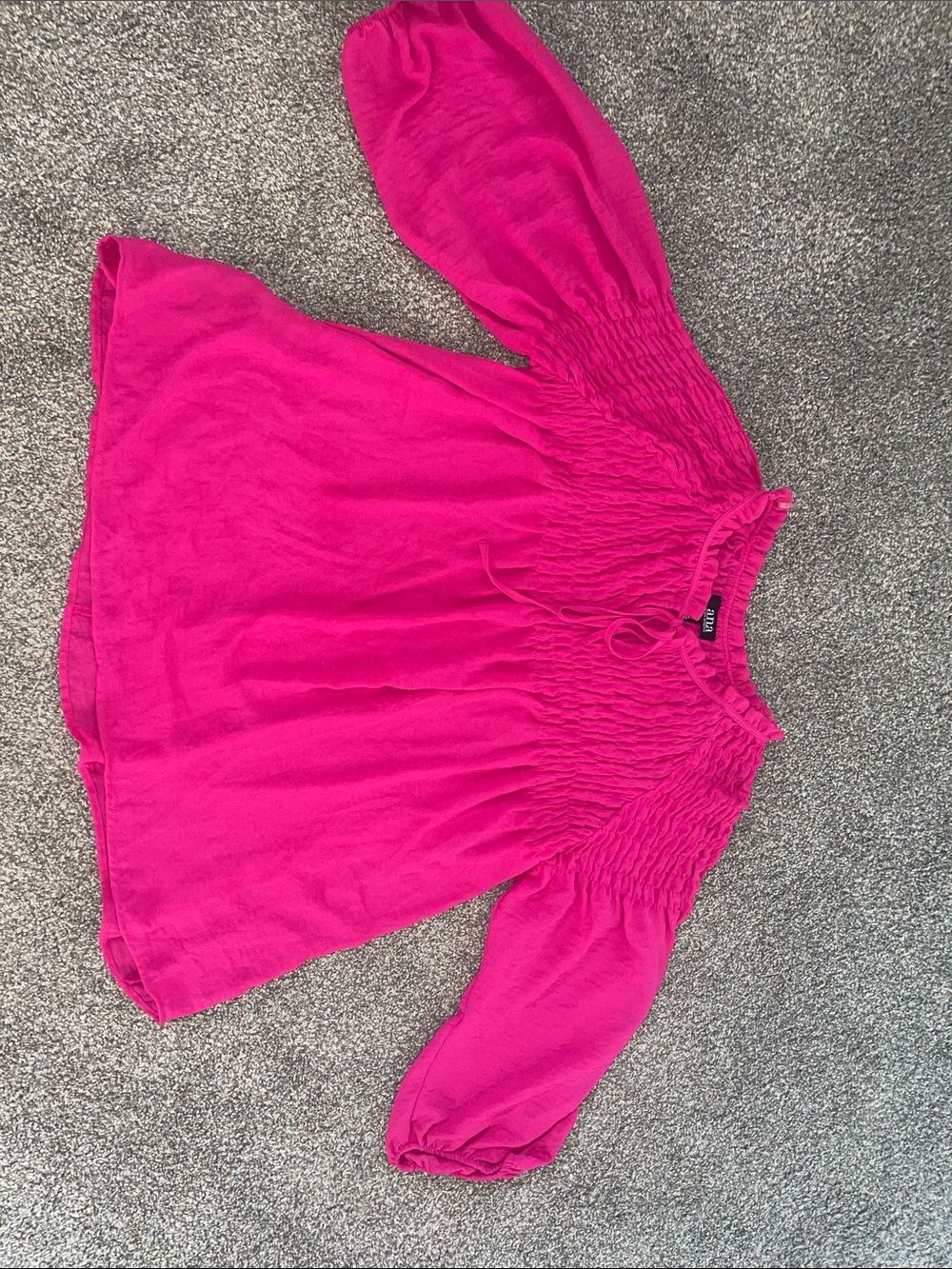 a.n.a Hot Pink Smocked Peasant Blouse